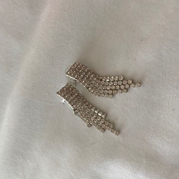 Silver Diamond Fringe Earrings - Picture 5 of 5